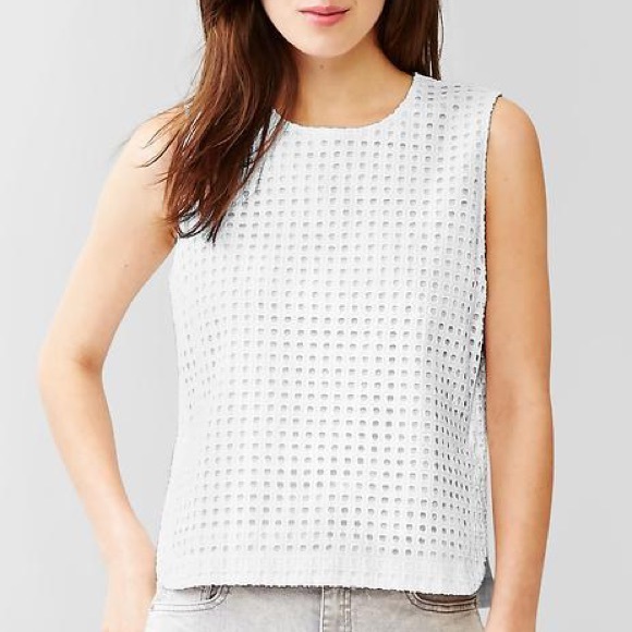 GAP Tops - GAP White Eyelet Tank Top